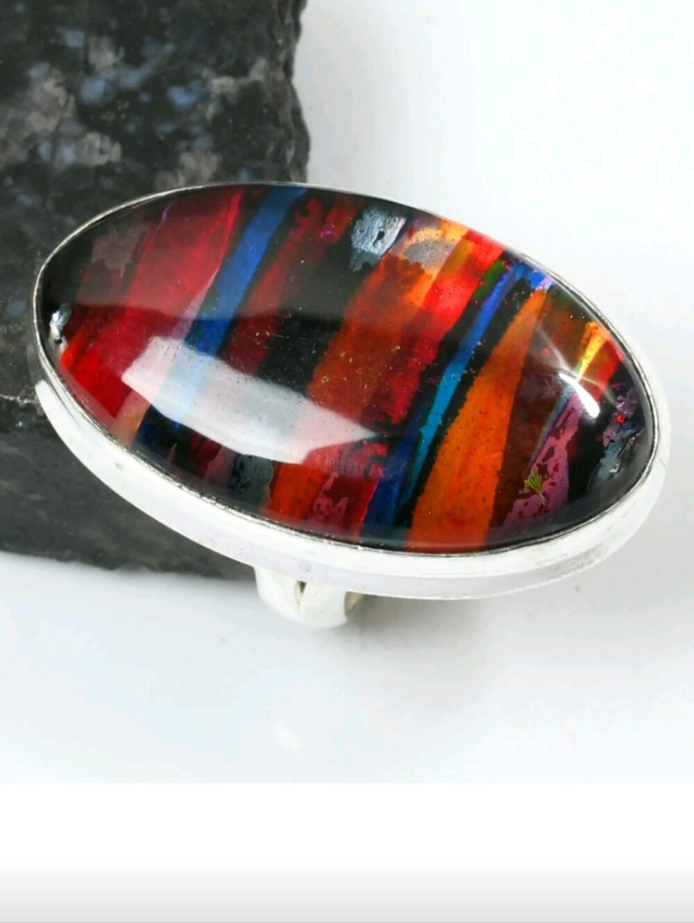 Ammolite Opal Gemstone Jewelry 925 Sterling Silver Handmade Ring